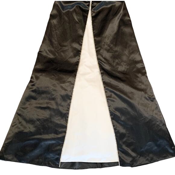 Vintage 80s Jump Apparel Black Halter Prom Gown 11/12 Rhinestone Trim Crinoline - Picture 7 of 16